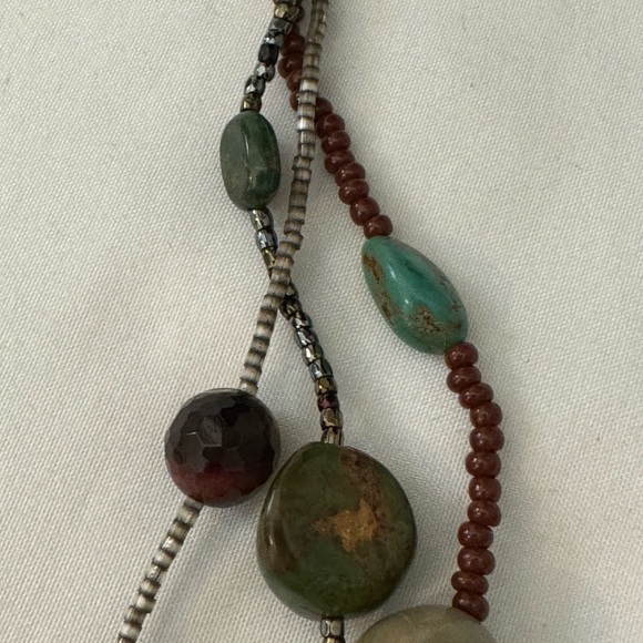 Peyote Bird .925 Sterling and Turquoise & faceted Bead layered Necklace 24” - Picture 6 of 6